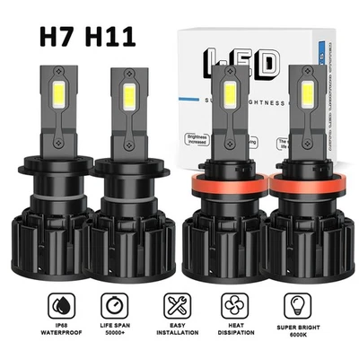 For Jaguar XF 2009-2011 4x H7 H11 6000K LED Headlight Combo Bulbs Kit Hi-Lo Beam - Image 1 of 4