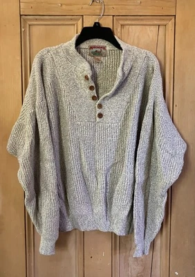 Adirondack Mens Vintage 90s Henley Heavy Cotton Sweater Size Large Beige FA EXC - Image 1 of 4