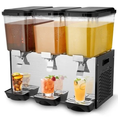 VEVOR Commercial Beverage Dispenser 18L x 3 Tanks Cold Juice Ice Drink Dispenser - Image 1 of 4