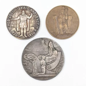 2, 5 und 10 Kronur 1930 Gedenkmünzen-Set Althing, Island - Bild 1 von 2