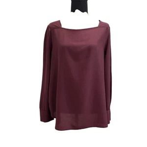 LOFT Ann Taylor Burgundy women’s long sleeve blouse size L petite - Picture 1 of 6