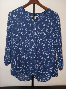 Croft & Borrow PXL Petite XL Hemd Bluse dunkelblau Schmetterling Drop Tail (E) - Bild 1 von 7