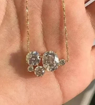 Collar de boda para mujer enchapado en oro amarillo de 14 quilates corte ovalado de 2 quilates diamante creado en laboratorio Foto 1 de 4