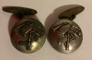 Vintage Paar runde silberfarbene Dudelsackknöpfe - Bild 1 von 7