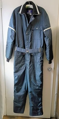 Retro Raven Thermo Ski Schneemobil Schneeanzug Herren Navy Overall Seitenreißverschluss - Bild 1 von 4