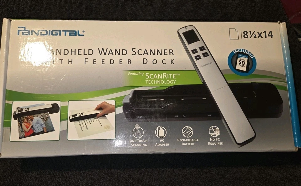 Pandigital Handheld Wand Scanner w/ Feeder Dock Red, PANSCN10RD New Open Box - Image 1 of 4