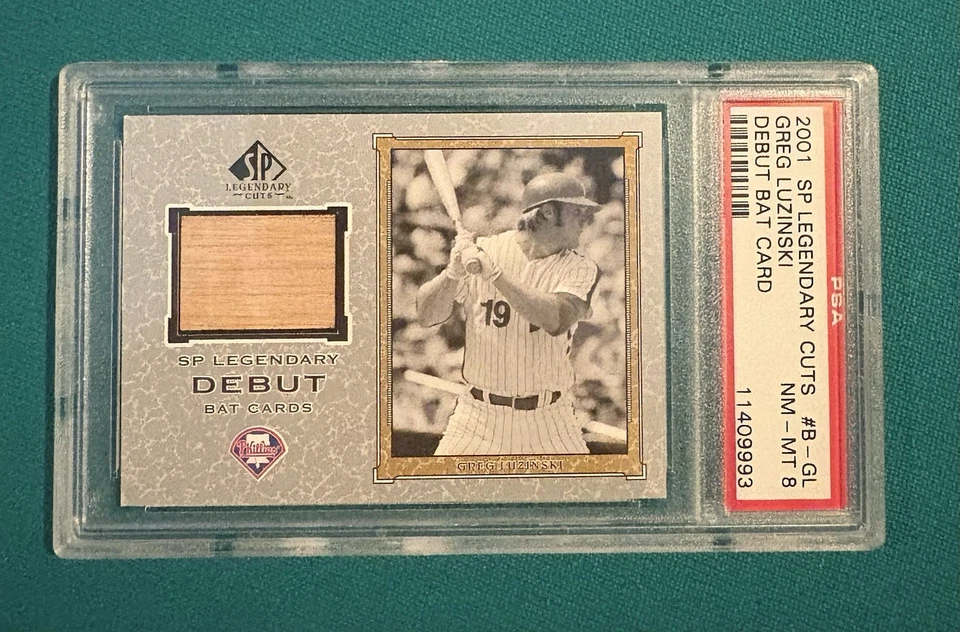 2001 SP Legendary Cuts Greg Luzinski Debut Bat Card PSA 8 NM-MT Phillies  - Image 1 of 2