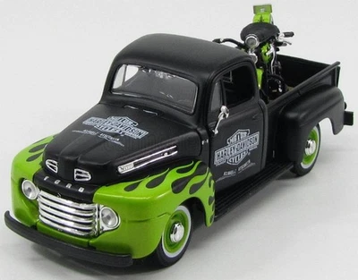 MODELLINO FURGONE STATICO MAISTO FORD F-1 PICK-UP CUSTOM MOTO HARLEY 1948 1/24 - Immagine 1 di 4