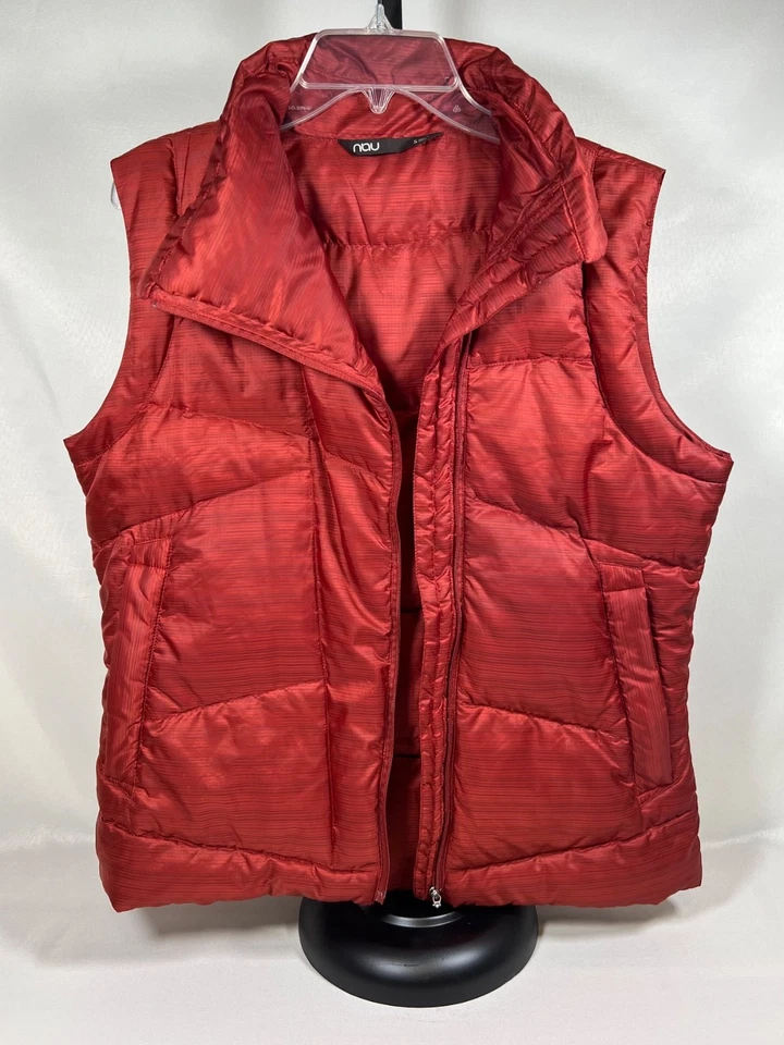 Chaleco de plumón de ganso Nau para mujer S naranja con cremallera frontal, bolsillos con cremallera Foto 1 de 4