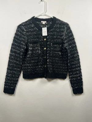 Cárdigan Crew Cuts Negro Blanco Mezcla Lana/Alpaca Talla L 10-11 Nuevo Foto 1 de 4