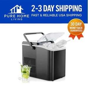 Portable Ice Maker with Handle - 26 lbs Daily, 9 Cubes in 6 Mins, Self-Cleaning - Picture 1 of 10