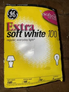 GE Extra Soft White A19 100w Clear Light Bulbs Pack of 2 - Picture 1 of 5