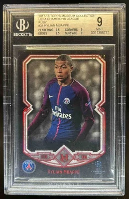 2017 Topps Museum Collection UEFA Kylian Mbappe Ruby #11/25 PSG BGS 9 - Image 1 of 2