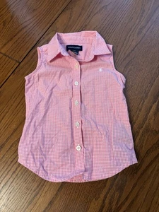 Ralph Lauren Polo Niñas Rosa Cuadros Camisa Sin Mangas 2T - Imagen 1 de 4