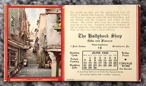 Vintage Calendar Blotter June 1936 Hollyhock Shop Advertising Promo NOS Original - Picture 1 of 4