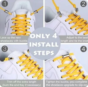 No Tie Shoe Laces Adult Kid Elastic Trainer Lazy Easy No-tie UK sport gym shoes - Picture 1 of 26