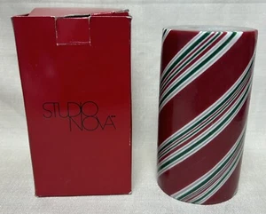 E5734 STUDIO NOVA Candy Cane Christmas Holiday Pillar Candle 3" x 6" NEW IN BOX - Picture 1 of 6