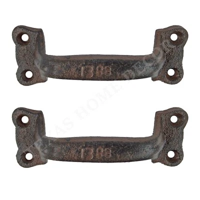 Tirador de cajón de puerta de hierro fundido con 2 asas aspecto antiguo rústico puerta de granero cobertizo gabinete Foto 1 de 4