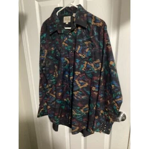 ELY cattleman western shirt pearl snaps 161/2x34 southwestern print L/S - Picture 1 of 1