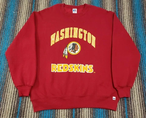 Vintage 90s Russell Athletic USA Made Washington Redskins Crewneck Sweatshirt XL Cover