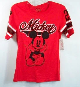 Disney Mickey Mouse  M Girls Junior 7/9 T-Shirt Tee Red - Picture 1 of 7