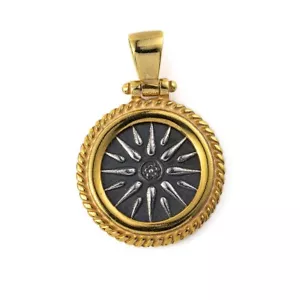 Byzantinischer Anhänger mit Vergina Stern - Sterlingsilber vergoldet, griechischer Schmuck - Bild 1 von 4