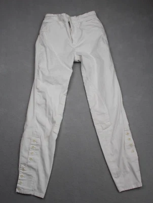Ralph Lauren Pants Womens 2 White Twill Skinny Button Up Legs Expandable Waist - Image 1 of 4