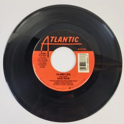 Skid Row "18 And Life" "Midnight Tornado" RARE 45 Vg+ Tested 1989 Jukebox  - Image 1 of 4