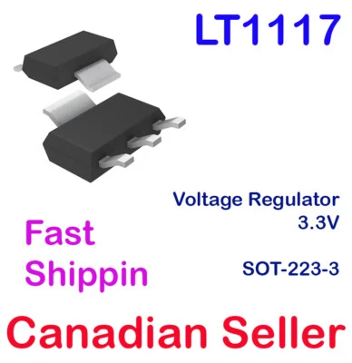 LT1117 Linear Voltage Regulator 3.3V 800mA IC Positive Fixed SOT-223-3 1117 LT - Image 1 of 2