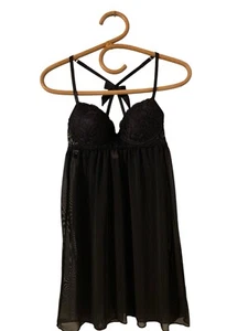 Marilyn Monroe Lace Babydoll Nightie S Push Up Sheer Whimsigoth 90's? Witchy - Picture 1 of 9
