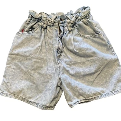 Vintage 90s Bongo Shorts- Acid Wash Pleated Denim- Sz 9- Gene Montesano Mom Jean - Image 1 of 4