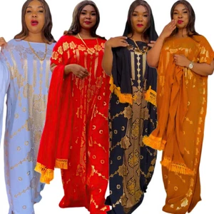 African Dashiki Women Printed Maxi Dress w/ Scarf Kaftan Abaya DressParty Gown - Bild 1 von 45