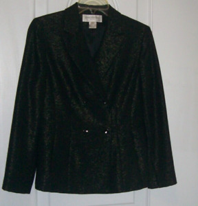 Women's Jones New York Black with Gold Metallic Long Sleeve Blazer Size 6P