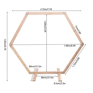 7.1 FT Hexagon Wood Wedding Arch Frame Decor Wood Hexagon Arch Backdrop Stand! - Picture 1 of 9