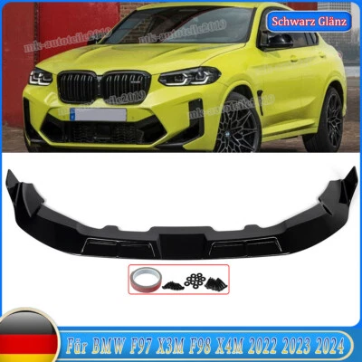 Schwarz Frontspoiler Spoilerlippe Für BMW F97 X3M F98 X4M 2022-2024 Front Ansatz - Bild 1 von 4