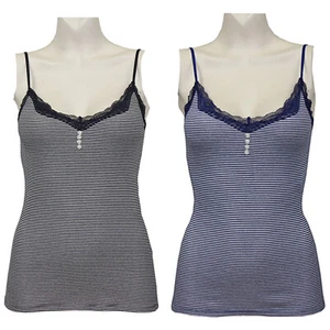 Camiseta sin mangas chaleco Ex Morgan para mujer y niña con cordones negro y azul marino - Imagen 1 de 14