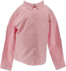 Lands' End Uniform Girls Long Slv Oxford Dress Shirt Dark Pink 4 # 458433