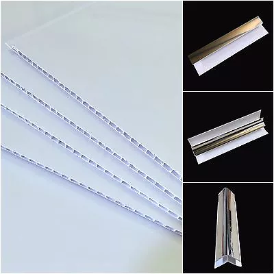 Gloss White Wall Panels & Bathroom Trims Shower Wet Wall Cladding PVC Ceiling - Image 1 of 4