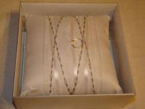 Wedding Ring Bearer Pillow Lillian Rose White Satin Tassel Glass Beads NOS New - Picture 1 of 3