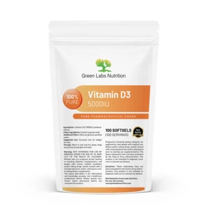 Vitamin D3 5000 IU Softgels – Immune, Bone, Absorption Support – Cholecalciferol - Picture 1 of 13