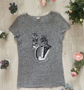 Szara koszulka damska z wzorem - Zdjęcie 1 z 3