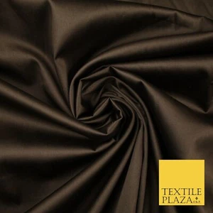 Chocolate Brown Luxury Fine Sheen 2 Way Stretch Cotton Sateen Dress Fabric 8257 - Picture 1 of 3