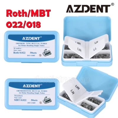 Tubo bucal monobloque de ortodoncia dental AZDENT 1er 2do tubo molar Roth MBT 022 Foto 1 de 4