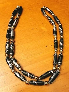 Vintage 25-in Joan Rivers Classic Linked Black And Silver Enamel Necklace - Picture 1 of 3