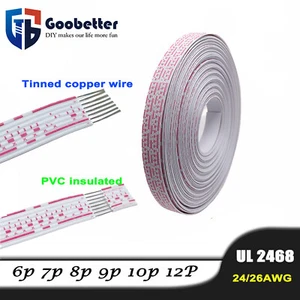 Flat Ribbon Cable 6/7/8/9/10/12P Way 24 / 26AWG Flexible PVC Wire Tinned Copper - Picture 1 of 7
