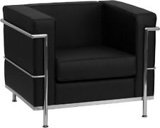 HERCULES Regal Series Contemporary Black Leather Chair w/Encasing Frame