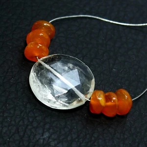 Crystal Quartz Carnelian Beads Natural Briolette Loose Gemstone Making Jewelry - Picture 1 of 5