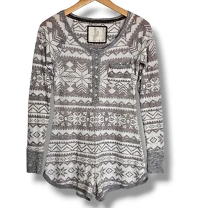 Y2K Abercrombie & Fitch Sleep Romper Size XS Geometric Patterned Long Sleeve - Picture 1 of 14