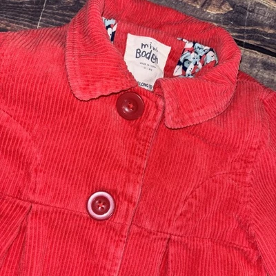 Mini Boden Niñas 3-4 Años Chaqueta Rojo Pana 100% Algodón Acolchado Forro Abrigo Foto 1 de 4