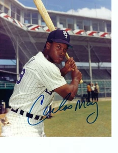 Signed  8x10 CARLOS MAY Chicago White Sox Autographed photo - COA  - Picture 1 of 1